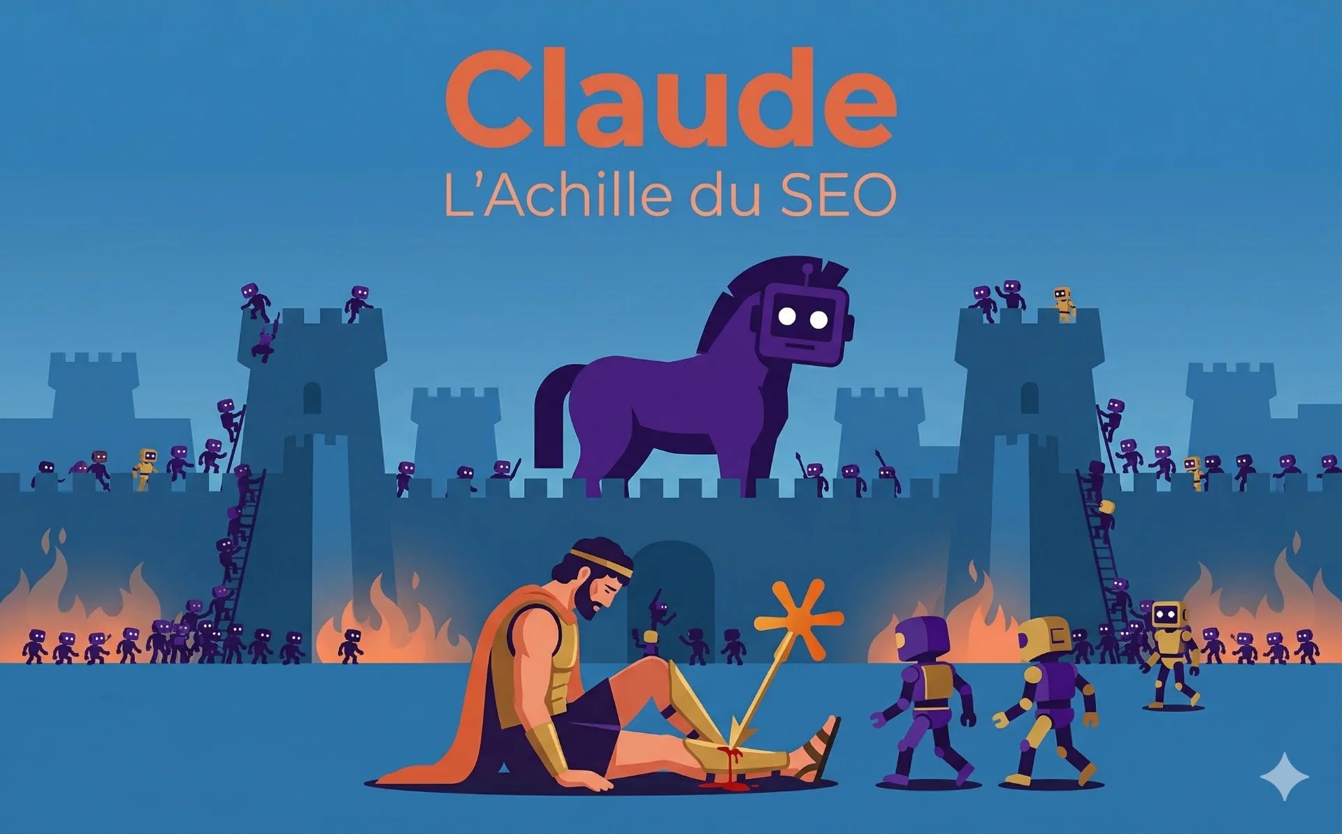 Claude, l'Achille du SEO — illustration montrant les limites de l'IA généraliste face aux outils spécialisés comme Crawlers